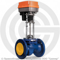 Клапан запорно-регулирующий односедельный чугунный фланцевый Ду-40 Ру-16 Kvs=16 м3/ч с электроприводом 3-х позиционным TSL-1600-25-1-230-IP67 230В TRV Теплосила