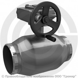 Кран стальной под приварку с редуктором Ду-125 Ру-25 L=380мм полнопроходной LD КШ.Ц.П.Р. 125.025.П/П