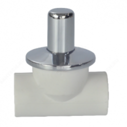 Клапан запорный (вентиль) PP-R белый хромированный Дн 32 90гр Ру-25 внутр. пайка LUX RTP (РосТурПласт)