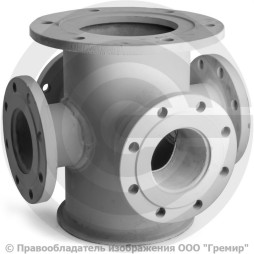 Крест с пожарной подставкой фланцевый ППКФ стальной Ду 200-100