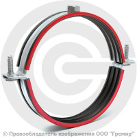 Хомут крепежный оцинкованный с резиновой прокладкой Ду-100 (Дн 110-114) (4") ±2мм М8 б/к