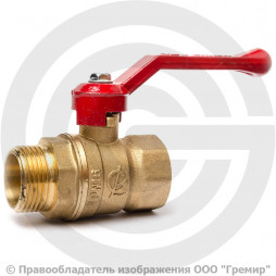 Кран латунный Ду-15 (1/2") Ру-16 ВР-НР (ВН-НАР) полнопроходной рычаг ГАЛЛОП Крепыш 321