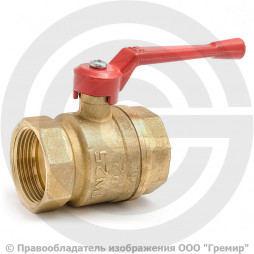 Кран латунный Ду-32 (1 1/4") Ру-40 ВР (ВН) муфтовый полнопроходной рычаг БАЗ 11б27п1 А30