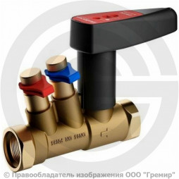 Клапан балансировочный ручной латунный муфтовый Ду-20 Ру-25 ВР (ВН) Kvs=5.72м3/ч с измерительными ниппелями Venturi FODRV Broen