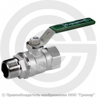 Кран латунный Ду-20 (3/4") Ру-42 ВР-НР (ВН-НАР) хром зеленый рычаг Giacomini R254WL