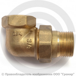 Американка (соединитель) латунная угловая ВР-НР (ВН-НАР) Ду-15 (1/2") VALFEX