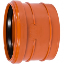 Муфта НПВХ (ПВХ) насадная коричневая Дн 125 б/нап в/к п/клей Ostendorf KGAM