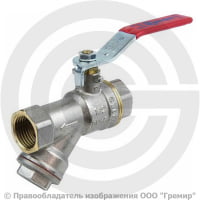 Кран латунный с фильтром Ду-15 (1/2") Ру-40 ВР (ВН) никель полнопроходной рычаг Aquasfera 1014