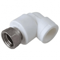 Угольник PP-R комбинированный белый с накидной гайкой Дн 25-1" VALFEX