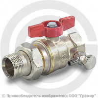 Кран латунный со спускником Ду-32 (1 1/4") Ру-35 ВР-"Американка" никель бабочка Giacomini R919S