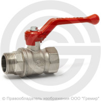 Кран латунный Ду-50 (2") Ру-25 ВР-НР (ВН-НАР) никель рычаг VALFEX 11Б27фт1М