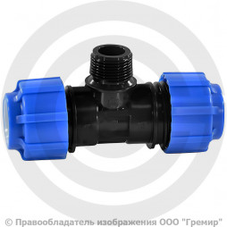 Тройник ПЭ компрессионный НР Дн 20-1/2"-20 Ру-12,5 Джилекс