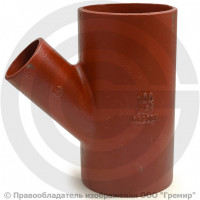 Тройник чугунный безраструбный SML Ду 125-50 45гр Китай