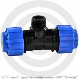 Тройник ПЭ компрессионный НР Дн 25-3/4"-25 Ру-12,5 Джилекс