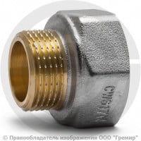 Переход латунный (переходник) ВР-НР (ВН-НАР) Ду 50-25 (2"- 1") никель Aquasfera