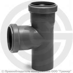 Тройник PP-H серый Дн 50-50 87гр б/нап в/к VALFEX