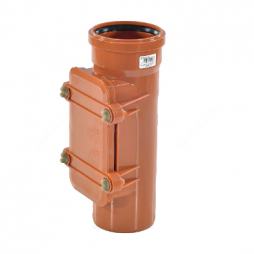 Ревизия НПВХ (ПВХ) с раструбом коричневая Дн 200 б/нап в комплекте с крышкой Ostendorf KGRE