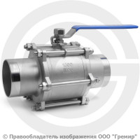 Кран нержавеющий AISI 304 (CF8) трехсоставной под приварку Ду-100 (4") Ру-16 NK-BE100/4