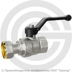 Кран латунный Ду-20 (3/4") Ру-40 ВР-Накидная гайка никель рычаг черный LD Pride 47.347.20