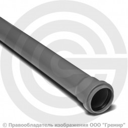 Труба PP-H канализационная серая Дн 50х1,8 безнапорная L=1м в/к RTP (РосТурПласт)