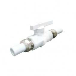 Кран PP-R с двусторонним разъемным соединением Дн 25 полнопроходной белый VALFEX