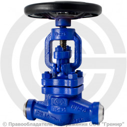 Клапан запорный стальной под приварку Ду-25 Ру-40 (Т<400°С) сальниковый KV17 Гранвент