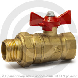 Кран латунный Ду-15 (1/2") Ру-40 ВР-"Американка" бабочка VALFEX 11Б27фт1М