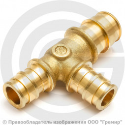 Тройник аксиальный латунный переходной для PE-X труб Дн 40-32-32 GX151 Giacomini