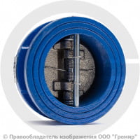 Клапан обратный двухстворчатый чугунный межфланцевый Ду-500 Ру-16 (Т<130°С) створки чугун Китай