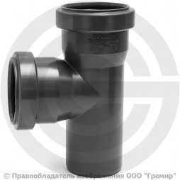 Тройник НПВХ (ПВХ) с раструбом серый Дн 50-50 87гр б/нап в/к ТУ 6-49-33-92 Хемкор