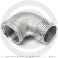 Отвод резьбовой (угольник) нержавеющий AISI 316 НР-ВР (НАР-ВН) Ду-32 (1 1/4")