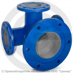 Тройник с пожарной подставкой фланцевый ППТФ Ду 150-150 (L=400-200) ВЧШГ с ЦПП цинк+AL ГОСТ ISO 2531-2012