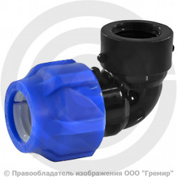 Отвод ПЭ компрессионный Ду 50-2" 90гр ВР (ВН) Ру-16 VALFEX