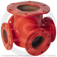 Крест с пожарной подставкой фланцевый ППКФ стальной Ду 350-150 Ру-16 КЗСД