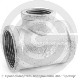 Тройник переходной чугунный оцинкованный ВР (ВН) Ду 40-25 (1 1/2"-1")
