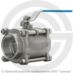 Кран нержавеющий AISI 316 (CF8M) Ду-80 (3") Ру-40 ВР (ВН) муфтовый полнопроходной АДЛ BV17