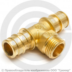 Тройник аксиальный латунный для PE-X труб Дн 16-1/2"х16 НР (НАР) GX153 Giacomini