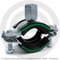 Хомут крепежный оцинкованный с резиновой прокладкой (Дн 25-30) (3/4") М8/М10 б/к Mupro Optimal