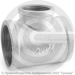 Тройник переходной чугунный оцинкованный ВР (ВН) Ду 50-32 (2"-1 1/4")