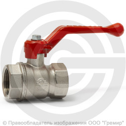 Кран латунный Ду-40 (1 1/2") Ру-25 ВР (ВН) муфтовый никель рычаг VALFEX 11Б27фт1М