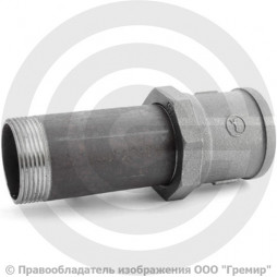 Сгон в сборе стальной L=150мм Ду-40 (1 1/2") в комплекте со стальной муфтой и контргайкой КАЗ