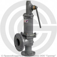 Клапан предохранительный пружинный угловой стальной фланцевый Ду-80 Рср=8бар Рн=8…16бар (Т<450°С) с ручным подрывом 17с6нж Арма-Пром