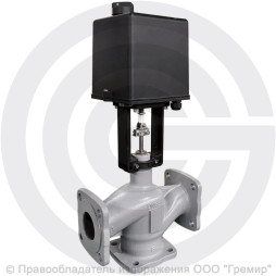 Клапан регулирующий трехходовой смесительный чугунный фланцевый Ду-40 Ру-16 Kvy=50м3/ч с электроприводом LEA-2500 220В без датчика Энерготехномаш