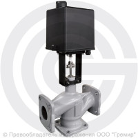 Клапан регулирующий трехходовой смесительный чугунный фланцевый Ду-40 Ру-16 Kvy=80м3/ч с электроприводом LEA-4000 220В без датчика Энерготехномаш