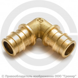 Угольник аксиальный латунный для PE-X труб Дн 32 90гр GX122 Giacomini