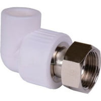 Угольник PP-R комбинированный белый с накидной гайкой Дн 20-1/2" RTP (РосТурПласт)