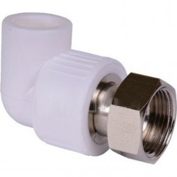 Угольник PP-R комбинированный белый с накидной гайкой Дн 20-1/2" RTP (РосТурПласт)