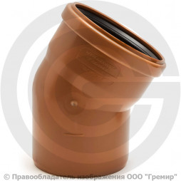 Отвод НПВХ (ПВХ) с раструбом коричневый Дн 110 30гр б/нап в/к Агригазполимер