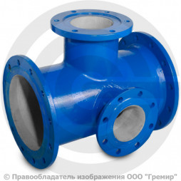 Тройник с пожарной подставкой фланцевый ППТФ Ду 300-100 (L=600-275) ВЧШГ с ЦПП цинк+AL ГОСТ ISO 2531-2012