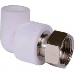 Угольник PP-R комбинированный белый с накидной гайкой Дн 25-3/4" RTP (РосТурПласт)